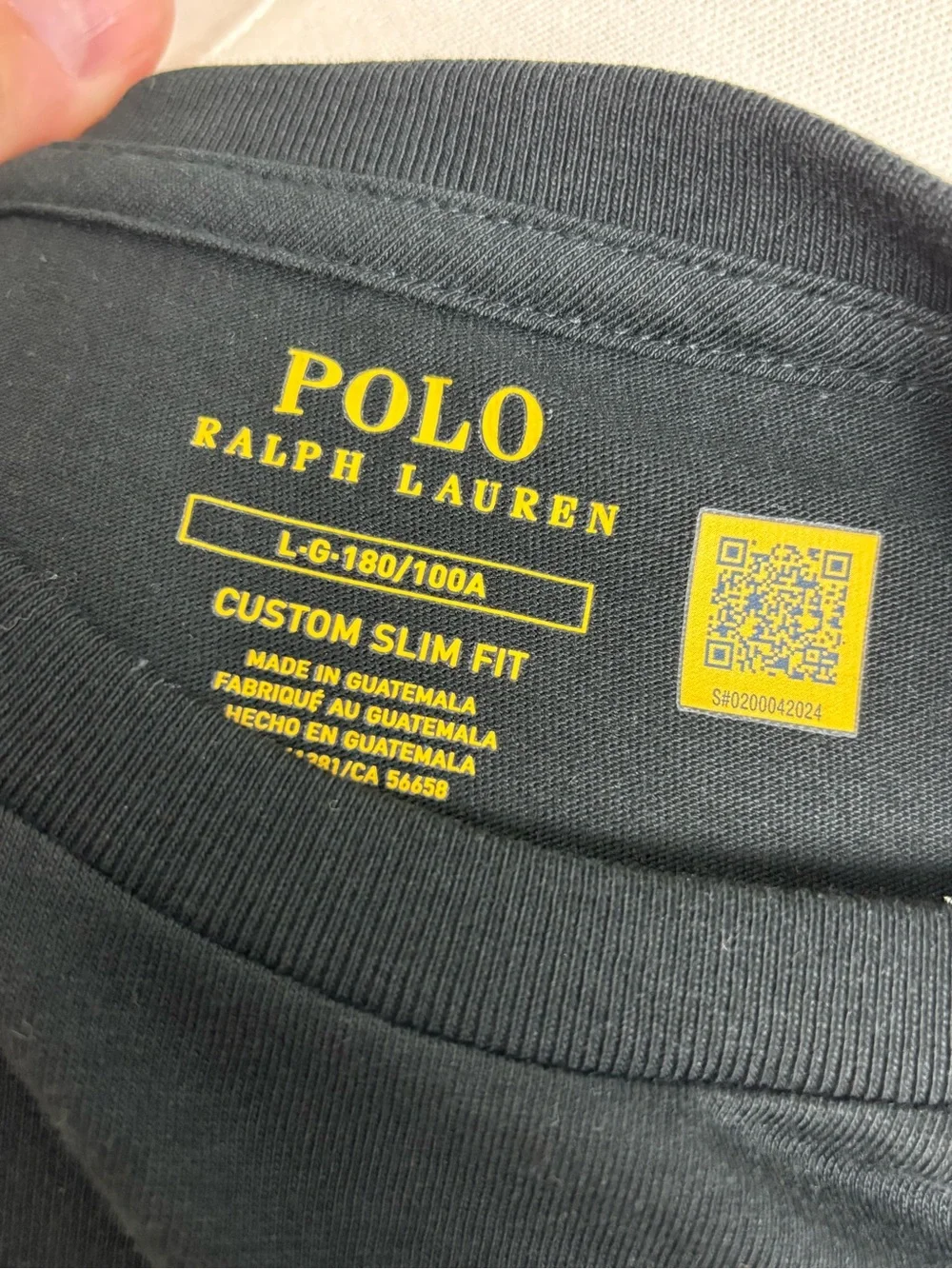 Polo Ralph Lauren 100% Cotton Custom Slim Fit T-Shirt Black Red Pony L NWT